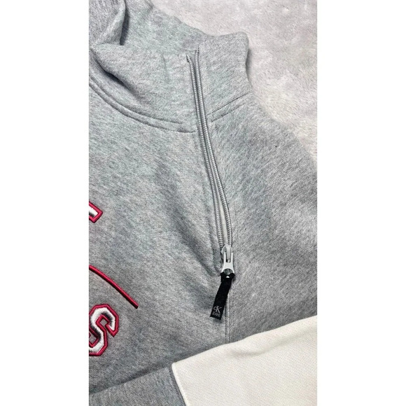 Calvin Klein Sweater mens Adult Medium Gray Spell Out Logo Pullover Sweatshirt - Picture 3 of 11